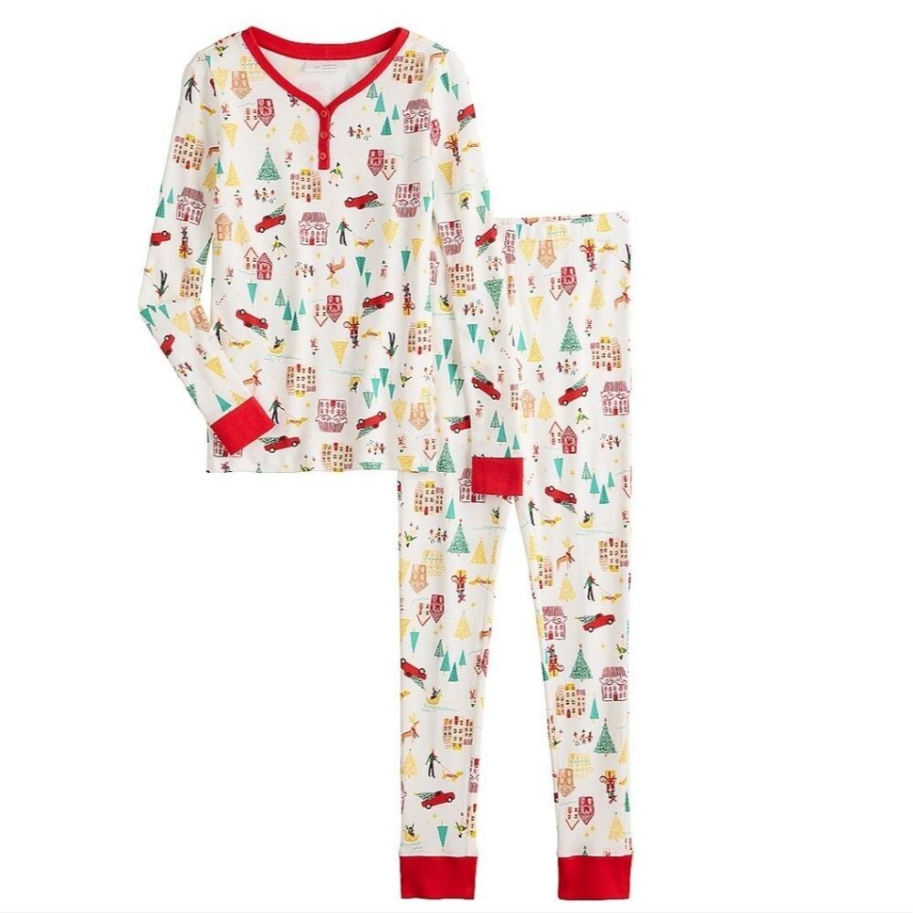LC Lauren Conrad Holiday Village pajama Set Size 7